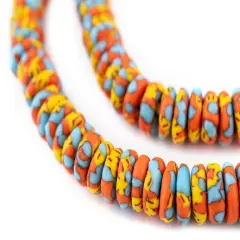 The Bead Chest Lava Fire Fused Rondelle Recycled Glass Beads (11mm)