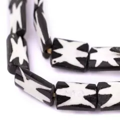 The Bead Chest Star Design Batik Bone Beads (Rectangular)