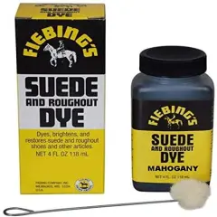 Fiebing's Black Suede Dye (4 oz) - Recolor, Brighten & Restore Suede & Roughout Leather Shoes, Furniture, Purse - Includes Wool Dauber for Easy Application - Flexible When Dry, Won't Crack or Peel Mahogany