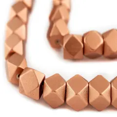 The Bead Chest Copper Cornerless Cube Wood Beads: 15mm Diamond Cut Natural Organic Beads for Jewelry Making