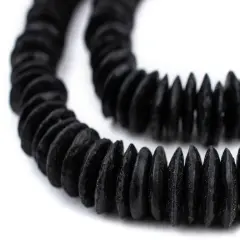 The Bead Chest Black Ashanti Glass Saucer Beads (18mm)