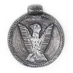The Bead Chest Silver Bird Baule Bead Pendant (58x52mm): African Tribal Metal Pendant for DIY Jewelry and Necklace