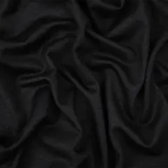 Deep Black Wool Stretch Spandex Jersey Knit Fabric By the Yard