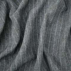 Gray-Black-White Poly Pinstripe Texture Shirting Woven Fabric By the Yard