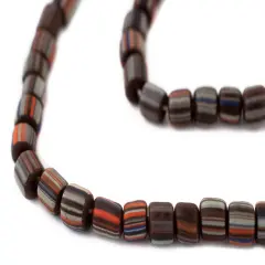 The Bead Chest Java Gooseberry Beads - Full Strand of Striped Glass Beads (Maroon Brown, 4mm)