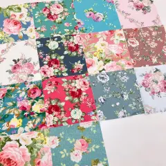 14Pcs Flower Cotton Fabrics - 9.8" x 9.8"