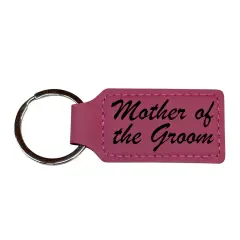 Keychain - Rectangle - Mother of the Groom - Leather Pink/Black