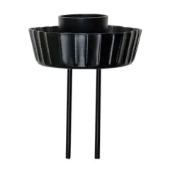 Black Fluted Metal Taper Pick and Sleek Candle Holder for Decor