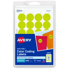 Avery Removable Color-Coding Labels, 3/4" Diameter, Neon Yellow, Laser, 1,008 Total (5470)