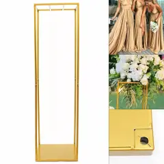 Wedding Square Flowers Stand Stage Gold Decor Backdrop Props Bracket Metal Stand