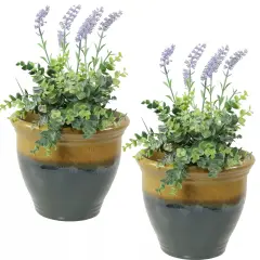 9 in Studio Glazed Ceramic Planter - Forest Lake Green - Set of 2 by Sunnydaze