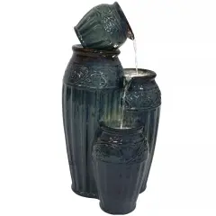 Tour de Vase Ceramic Pot Water Fountain with LED Lights - 27 in