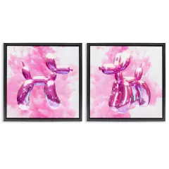 Stupell Industries Sparkle Balloon Dogs 2 pc Framed Floater Canvas Wall Art Set Design by Ziwei Li
