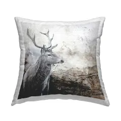 Rustic Deer Abstraction Design by Design Fabrikken Outdoor Printed Pillow 