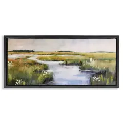 Stupell Industries River Through Marshlands Framed Floater Canvas Wall Art Design by Nina Blue