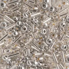 John Bead 6/0 Mixed Czech Glass Seed Beads, 100g Silver Mine