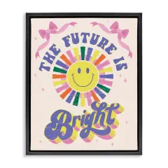 Stupell Industries Groovy Future Is Bright Framed Floater Canvas Wall Art Design by Muffin Grayson