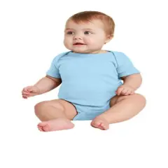 Rabbit Skins&reg; Infant Baby Rib Bodysuit Short Sleeve Light blue