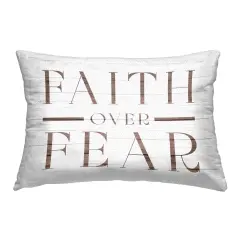 Faith Over Fear Rustic Design by Lil' Rue Outdoor Printed Pillow 
