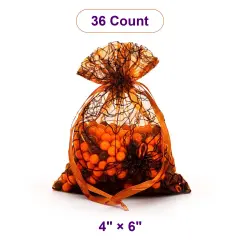 Festive Spider Web Fabric Bags 4&rdquo; x 6&rdquo; for Parties