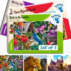 35 Piece Dementia Puzzles for Elderly | Birds, Steeds and Old City