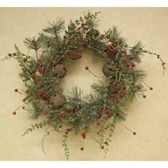 Red Berry Pine Wreath, 21"