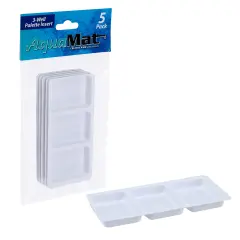 Creative Mark AquaMat 3-Well Palette Insert 5 Pack - Plastic Paint Palette for Artists, Watercolor Tray with 3 Mixing Wells, Easy to Clean, Reusable Paint Mixing Palette for AquaMat Silicone Mat