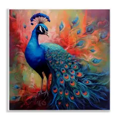 Stupell Industries Feathered Fantasy Peacock Wall Plaque Art Design by Lazar Studio