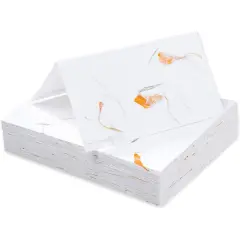 Place Cards - 60-Pack Handmade Tent Cards, Foldover Table Number Placecards, Seat Assignment Decoration for Wedding Party, Holiday Dinner, Restaurant, 200GSM, Marigold Flower Design, 2 x 3.5 Inches