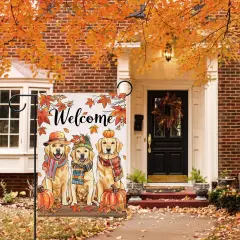Welcome Fall Golden Retriever Dog Yard Flag(Fall Dogs)