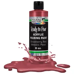 Pouring Masters Strawberry Red Metallic Pearl Ready to Pour Acrylic Pouring Paint - Premium 8-Ounce Pre-Mixed Fluid Acrylic Paint - Fluid Art Supplies for Canvas, Wood, Paper, Tile & Rocks