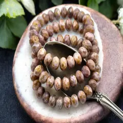 *25* 6x8mm Matte Lavender Mauve Goldstone Fire Polished Rondelle Beads