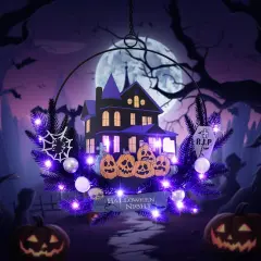 Lighted Halloween Wreaths for Front Door