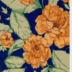 1 Yard Satin Floral Print Fabric, 58/59&Prime; Wide 100% Polyester BLUE