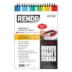 Rendr No Show Thru Wire Bound Perforated Sketchbook-9"X12.5"X, 40 Sheets