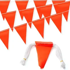 105FT Safety Warning Pennant Banner Flags (Orange)