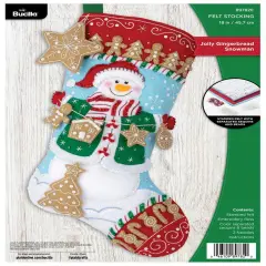 Bucilla Felt Stocking Applique Kit 18" Long-Jolly Gingerbread Snowman