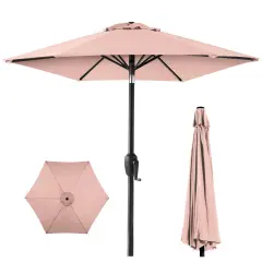 Best Choice Products 7.5ft Heavy-Duty Outdoor Market Patio Umbrella w/ Push Button Tilt, Easy Crank Rose Quartz