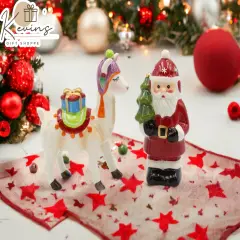 Ceramic Christmas Santa With Alpaca Salt And Pepper Shakers, Home D&eacute;cor, Gift for Her, Gift for Mom, Kitchen D&eacute;cor, Christmas D&eacute;cor