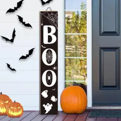 Halloween Porch Boo Sign for Front Door (	Black-BOO)