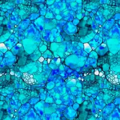 Blue Turquoise Mosaic Wideback Cotton Fabric per yard