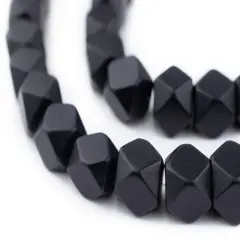 The Bead Chest Black Cornerless Cube Wood Beads: 12mm Diamond Cut Natural Organic Beads for Jewelry Making