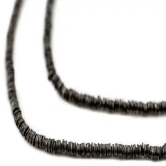 The Bead Chest Midnight Black Flat Disk Heishi Beads (2mm), 24" Strand, Handmade for Jewelry Making & Crafts | Approximately 1440 Beads