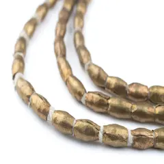 The Bead Chest Folded Brass Tube Ethiopian Beads 8x5mm African Oval Large Hole 35 Inch Strand Handmade