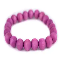 The Bead Chest Wood Stretch Bracelet, Magenta - Stackable Beaded Jewelry, Unisex for Men & Women