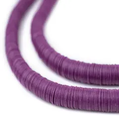 The Bead Chest Plum Purple Vinyl Phono Record Beads 8mm Ghana African Disk 34 Inch Strand Handmade