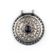 The Bead Chest Onyx-Inlaid Afghan Tribal Pendant (42x46mm)
