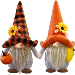 2Pack Thanksgiving Buffalo Plaid Gnome Plush Tomte Swedish Gnomes