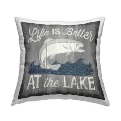 Stupell Industries Life Better At Lake Phrase Outdoor Pillow, 18 x 7 x 18