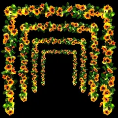 8 Pack 8.2 Ft 30 LED Light Artificial Sunflower Vines Faux Hanging Garland(Yellow)